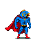 Pixel Art: super hero with fish head (generated with AI by sandacz).