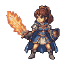 Pixel Art: princess with fire sword