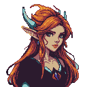 Pixel Art: a beautiful elf with fiery hair