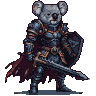 Pixel art generated with AI prompt: black knight with koala 