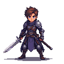 This determined warrior, rocking violet eyes and more swords than a medieval buffet, is clearly ready to slice and dice his way through your to-do list.