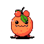 Pixel Art: peach fruit monster (generated with AI by sandacz).
