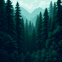 Pixel Art: dark green forrest