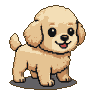 Pixel Art: A cute Pudel puppy, pixel art, isometric view, 3/4 angle, ga...
