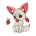 Pixel Art: fennec eats raspberry