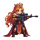 Pixel Art: queen with rifle