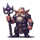 Pixel Art: dwarf holding purple rare metal bar