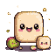 Pixel Art: cute mochi with kawaii eyes and smile