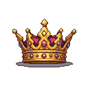 Pixel Art: pixel art medieval crown icon, gold, 16-bit RPG style, trans...