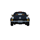 Pixel Art: Volkswagen Fusca preto com as cores vermelha laranja e amare...