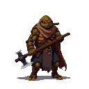 Pixel Art: A Turtle Morfed strong Human holding a warhammer. Its not a ...