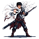 Pixel Art: Guts (Berserk) (generated with AI by Tynvar Spirit).