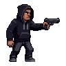 Pixel Art: thug with gun sideview