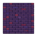 A somber, tiled wall of deep purple and dark red bricks, rendered with meticulous dithering and sprite clarity, establishes a grounded, enclosed atmosphere for gothic or fantasy environments.