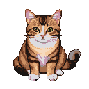 A tabby cat with green eyes and striped fur sits calmly.