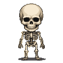 Pixel Art: skeleton with huge head full body