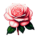 Pixel Art: Porcelain Rose (generated with AI and edited by Alouka).