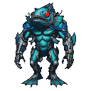 Pixel Art: cyber mutant fish-human