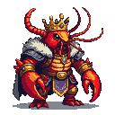 Pixel Art: lobster king character (generated with AI by pixie.haus).
