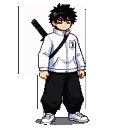 Pixel Art: Pixel art full body of Yuta Okkotsu from Jujutsu Kaisen. Hig...