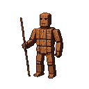 Pixel Art: wooden guy with stick