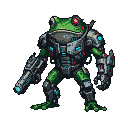 Pixel Art: frog cyborg boss