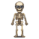 Pixel Art: skeleton in glasses full body