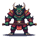 Pixel Art: a boss monster from the Japanese culture a yoke