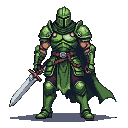 Pixel Art: warrior in green armor