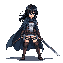 Pixel Art: Mikasa Ackerman (generated with AI by Tynvar Spirit).