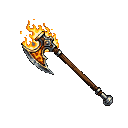Pixel Art: fire axe sprite (generated with AI by sandacz).