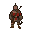 Stoic ancient soldier in segmented brown and red armor with a crimson cross emblem on chest, a dark angular item on their back.