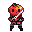 A tomato warrior with blue eyes, wearing segmented dark armor, wields a katana.