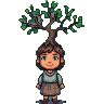 Pixel Art: girl with tree on head
