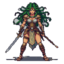Medusa: Fierce Gorgon Warrior in Combat Stance