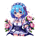 Pixel Art: Rem (Re:Zero) (generated with AI by Tynvar Spirit).