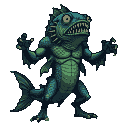 Pixel Art: humanoid fish game boss