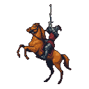 Pixel Art: a knight riding a horse on its back two legs and the knight ...