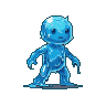 A small, translucent blue water elemental with a rounded head, dot eyes, and indistinct limbs dissolving into a puddle.