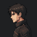 Pixel Art: 52x52 Adult Eren Yeager lookalike character looks badass, si...