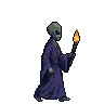 Ethereal Wanderer: Purple Robes, Torchlight, Dark Unknown