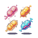 Pixel Art: Pixel art of four unique gametes floating, each with differe...