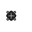 Grayscale four-pointed star or compass rose with glowing center on black background.
