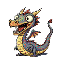 Pixel Art: derp dragon (generated with AI by sandacz).