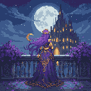 Pixel Art: A high-quality fantasy digital illustration. The scene shows...
