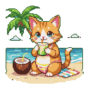 Pixel art generated with AI prompt: Cat with a bathing suit 