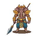 Elephant Boss: Golden Armor, Spear, Epic Battle