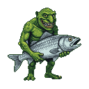 Pixel Art: troll holding big fish