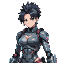 Pixel Art: anime girl with a mohawk haircut in a room, perfect anime cy...