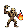 Fiery Skeleton Warrior: Retro Horror Combat
